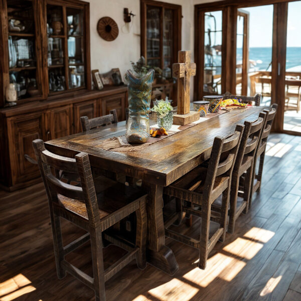 El Rancho Dining Set W/ 8 Dining Chairs